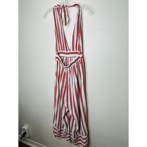 Urban Outfitters Raven White Red Blue Striped Halter Romper Jumpsuit S - Picture 7 of 15